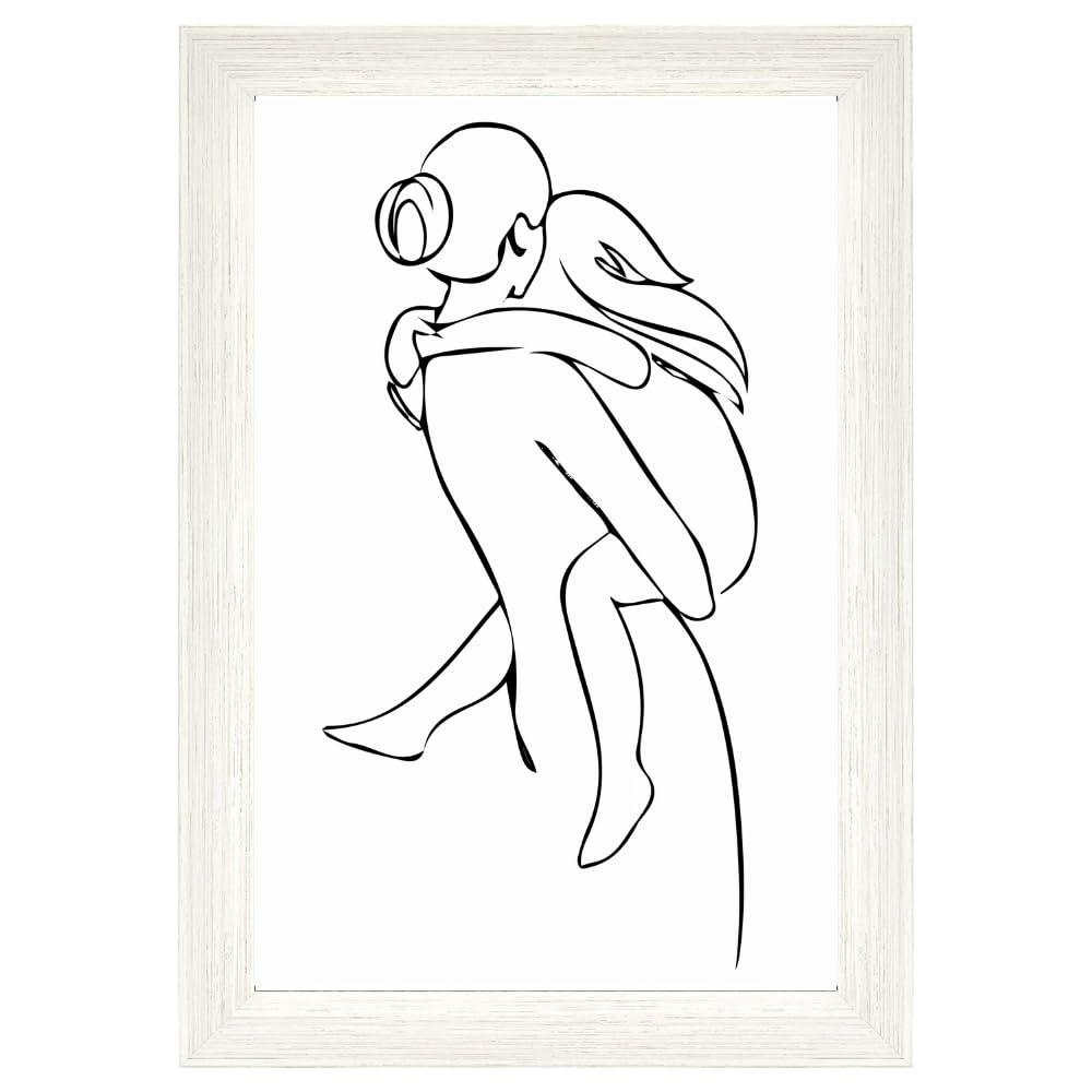 Minimalist Mother and Child Wall Art – Black and White Poster of Parent Hugging Baby – Nursery, Kids Room, or Modern Home Decor