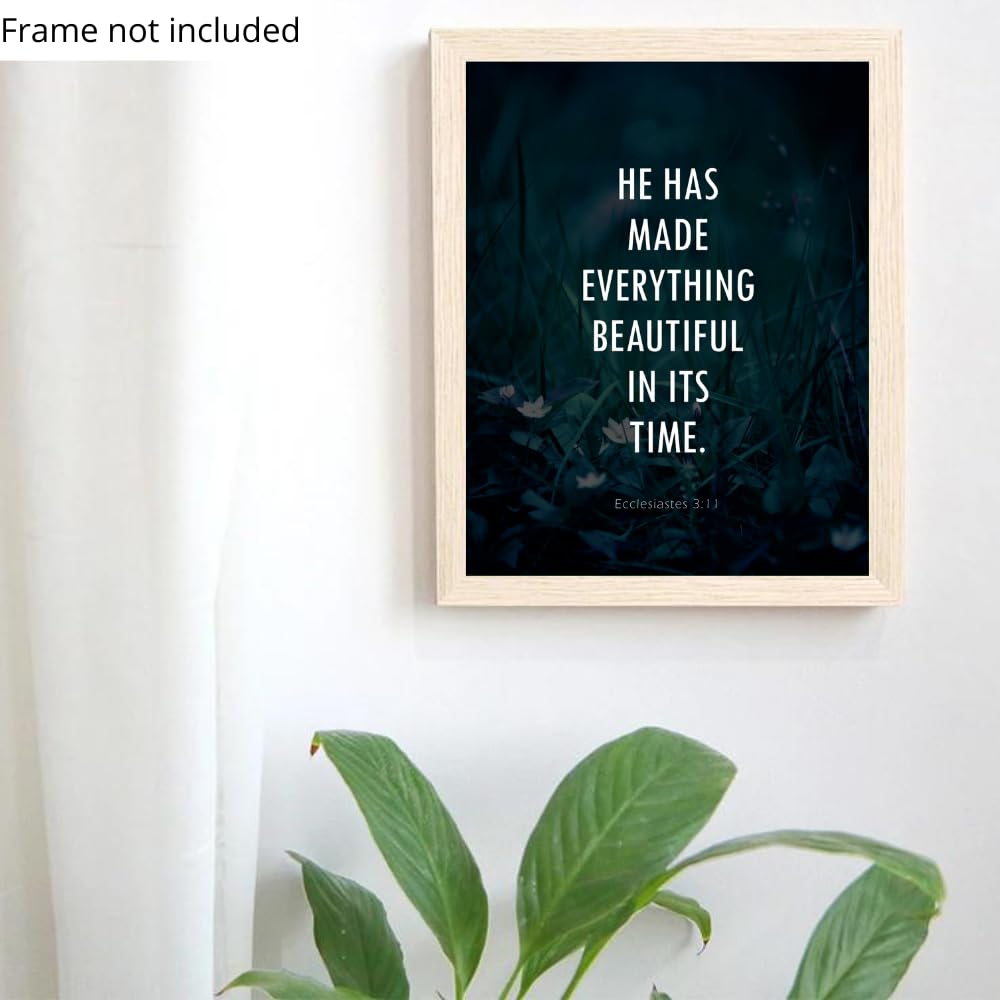 Ecclesiastes 3:11 Bible Verse Wall Art Christian Scripture Poster Print Inspirational Faith Quote Modern Home Decor Gift for Christians