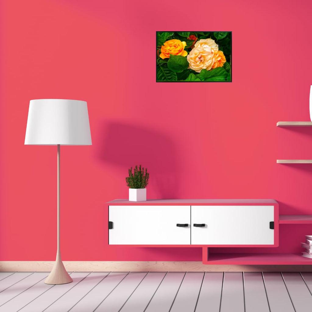 Amber Glow Rose Wall Art Poster – Floral Home Decor, Botanical Print for Living Room, Bedroom, Office, Gift, Nature Artwork