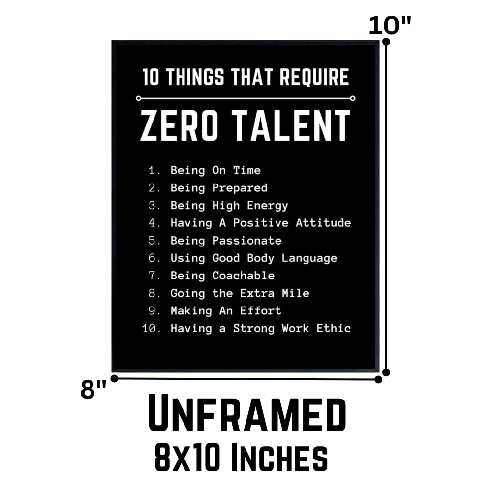 Blessed Posters Motivational Wall Decor Gym and Home Office Decoration 10 Things That Require Zero Talent Inspirational Wall Art Gift