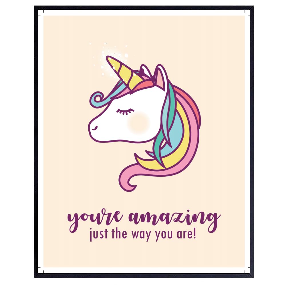Blessed Posters Unicorn Inspirational Poster Motivational Wall Art Positive Affirmation Decor for Girls Room Gift