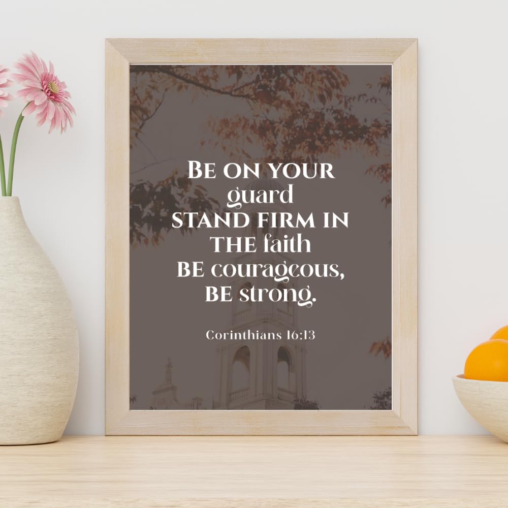 Corinthians 16:13 Bible Verse Wall Art – Inspirational Christian Scripture Print – Modern Prayer Decor – Gifts for Christians
