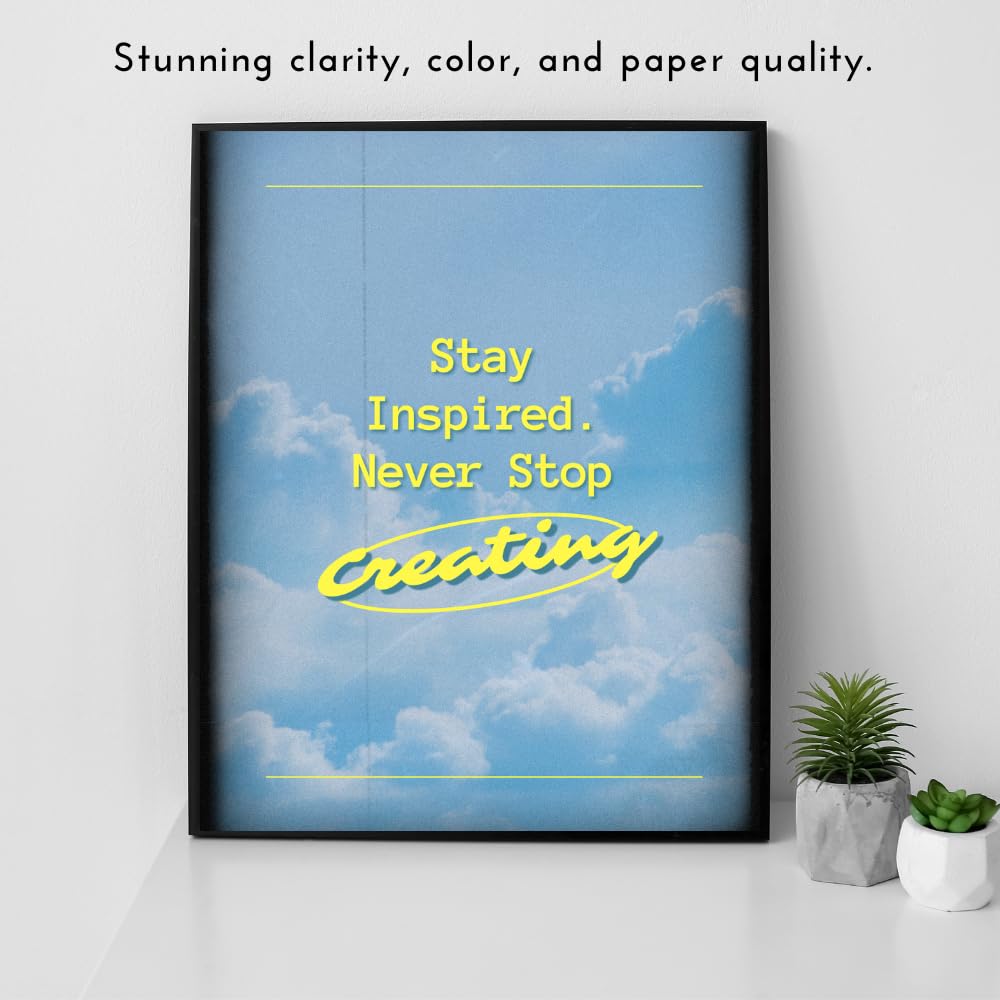 Blessed Posters Never Stop Creating Wall Art – Positive Affirmation Print for Girls Room Bedroom Living Room Office – Motivational Wall Decor Gift for Women