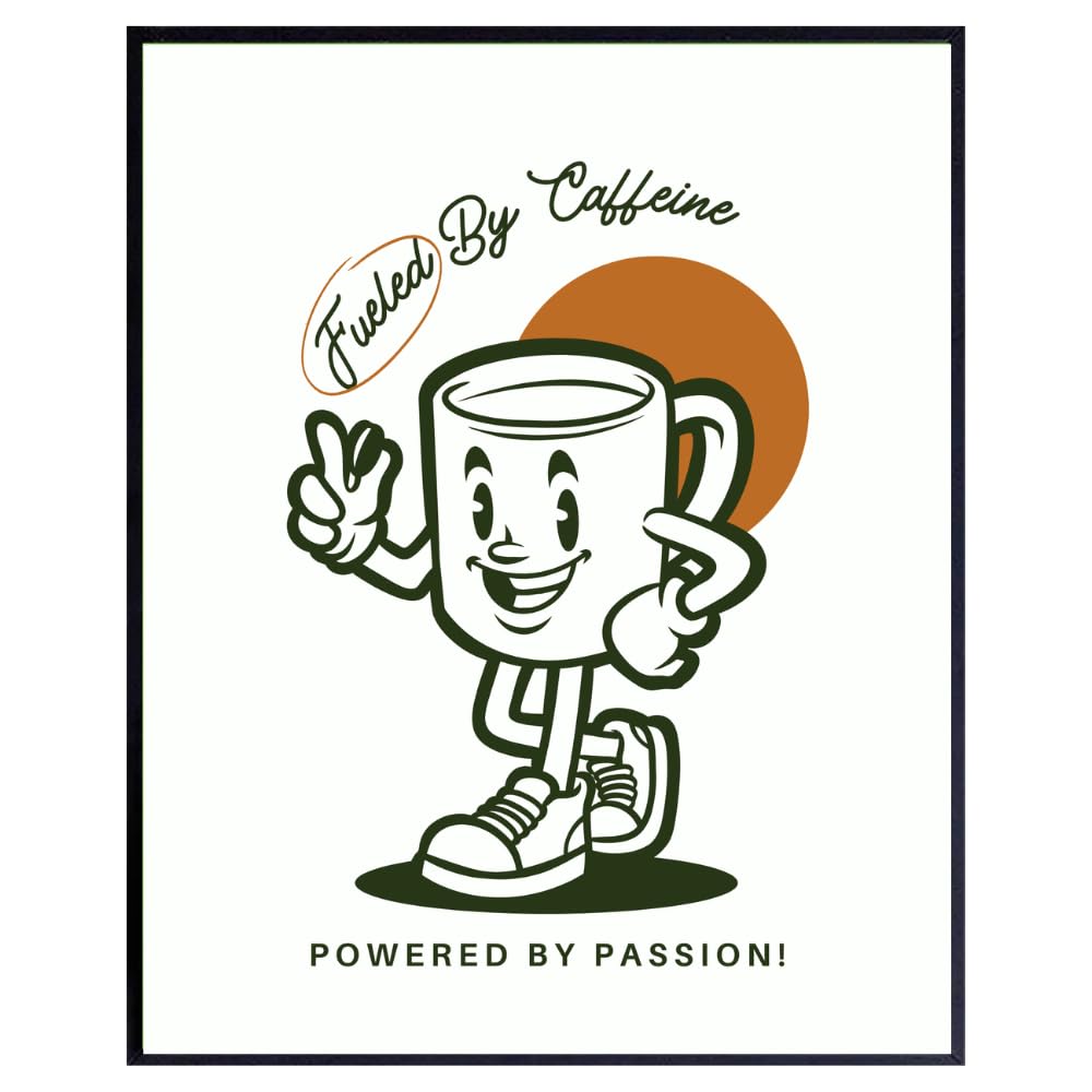 Fueled by Caffeine Coffee Bar Sign – Decor for Kitchen Wall or Counter – Coffee Lover Gift – Modern Farmhouse Kitchen Wall Art