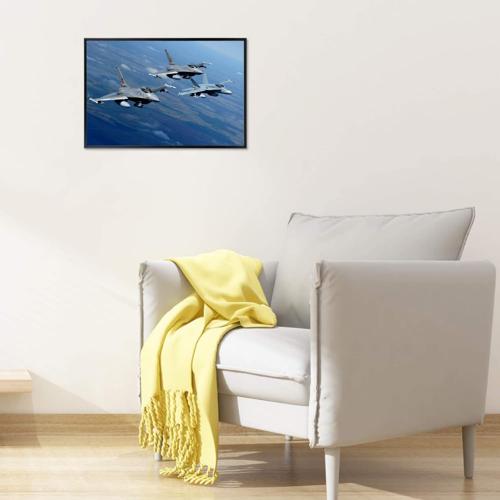 F-16 Fighter Jet Poster Military Aviation Wall Art Airforce Airplane Artwork Pilot Gift