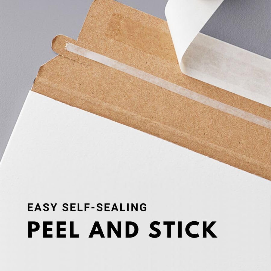 White Rigid Mailers – Stay Flat Envelopes for Posters, Artwork, Calendars, Scrapbooks – 5-Pack Protective Shipping Packaging