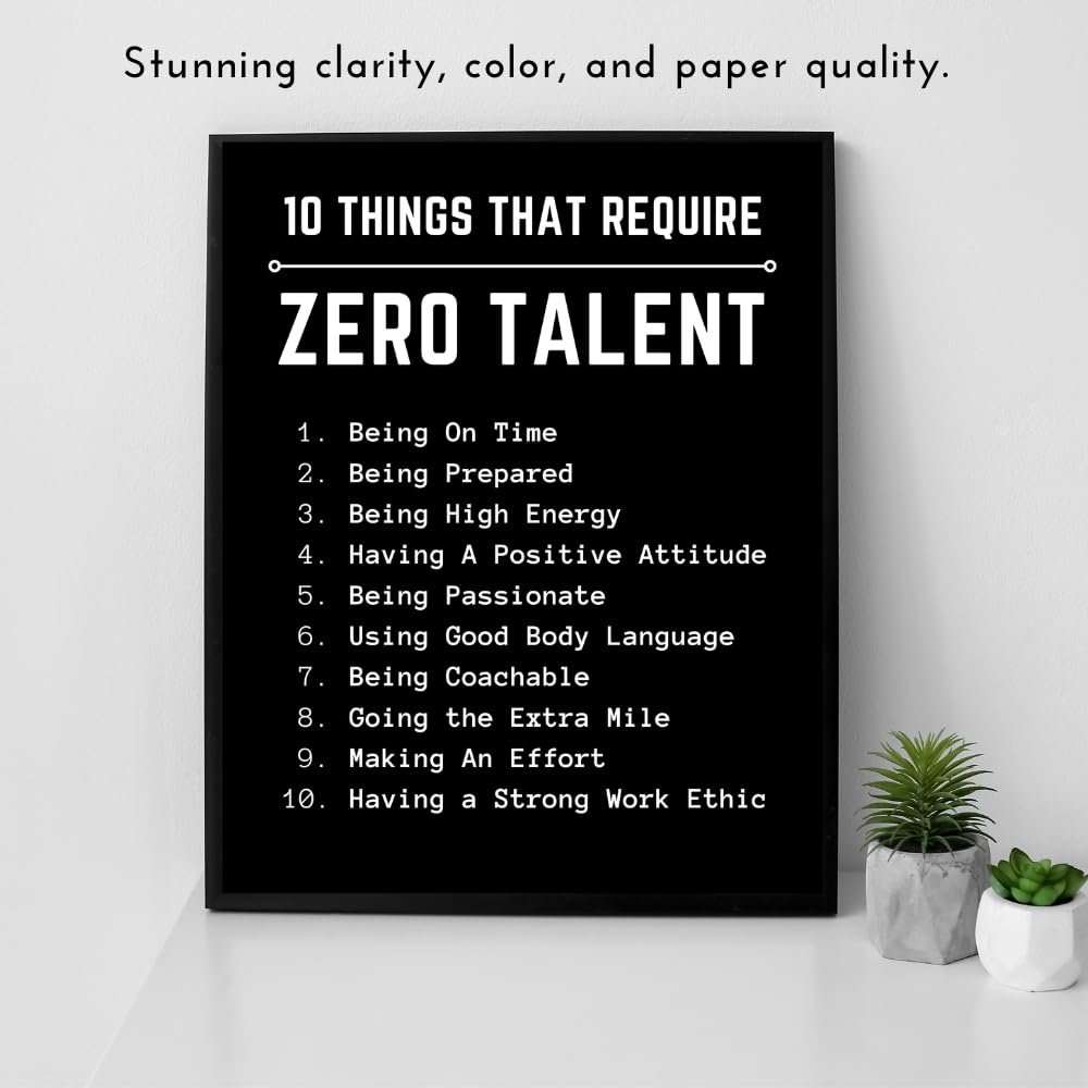 Blessed Posters Motivational Wall Decor Gym and Home Office Decoration 10 Things That Require Zero Talent Inspirational Wall Art Gift