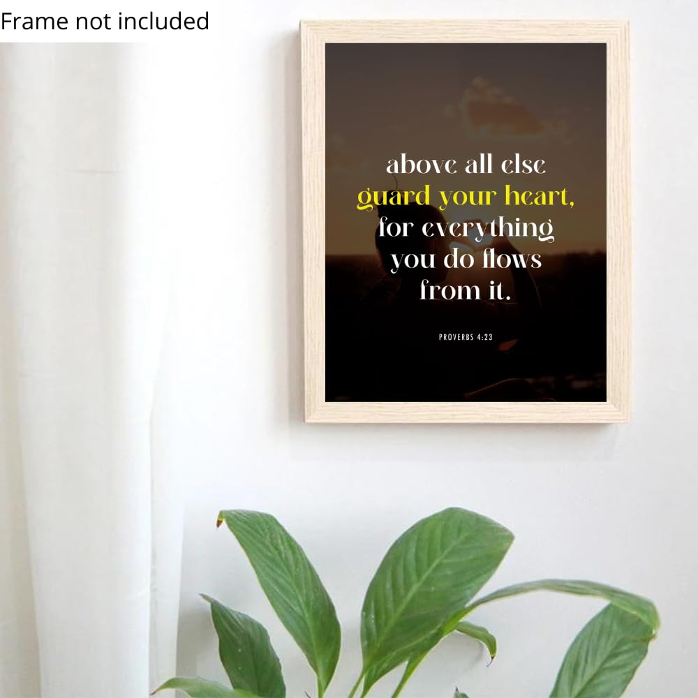 Proverbs 4:23 Bible Verse Wall Art Christian Scripture Poster Print Inspirational Faith Quote Modern Home Decor Gift for Christians