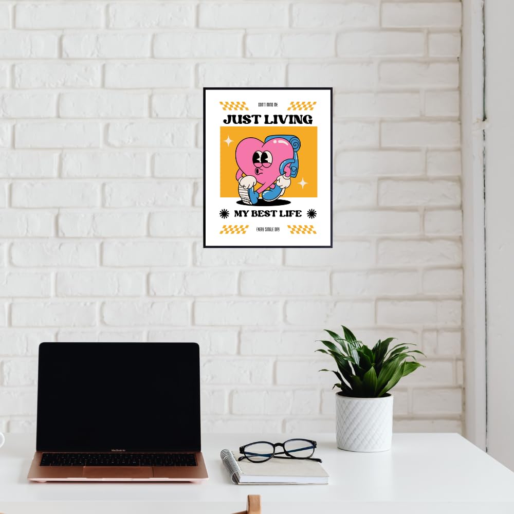 Living My Best Life Positive Affirmation Wall Art Motivational Poster Room Decor for Girls Women Bedroom Home