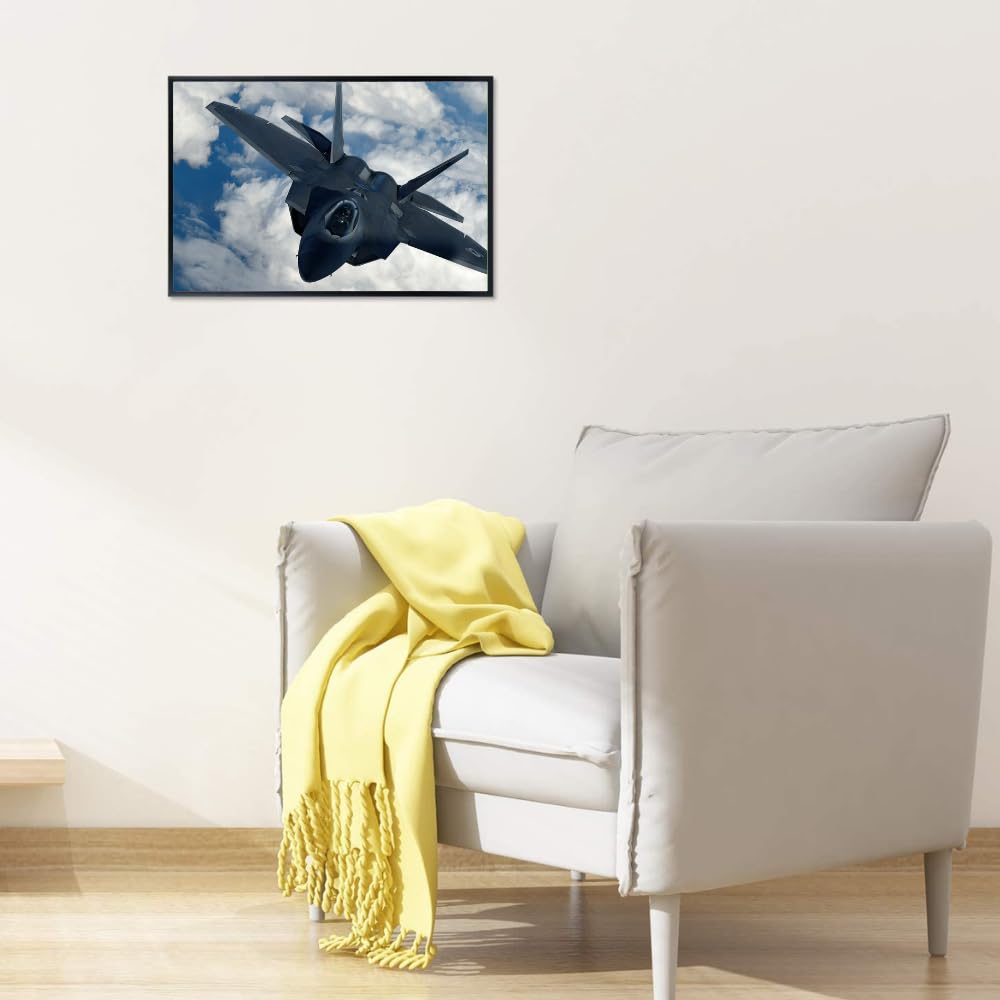 F-22 Raptor Poster Military Jet Wall Art Airplane Canvas Print Aviation Artwork for Boys Room and Office Decor
