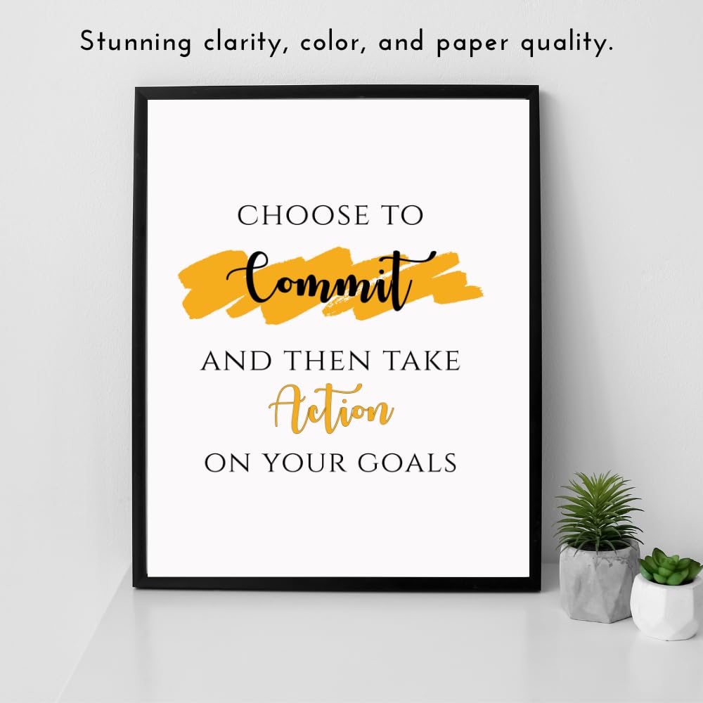 Choose to Commit Wall Art Positive Quote Poster Motivational Affirmation Wall Decor Home Office Decoration Gifts