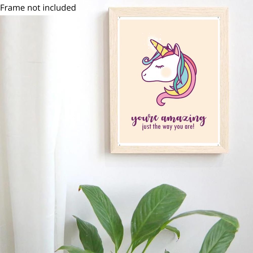 Blessed Posters Unicorn Inspirational Poster Motivational Wall Art Positive Affirmation Decor for Girls Room Gift