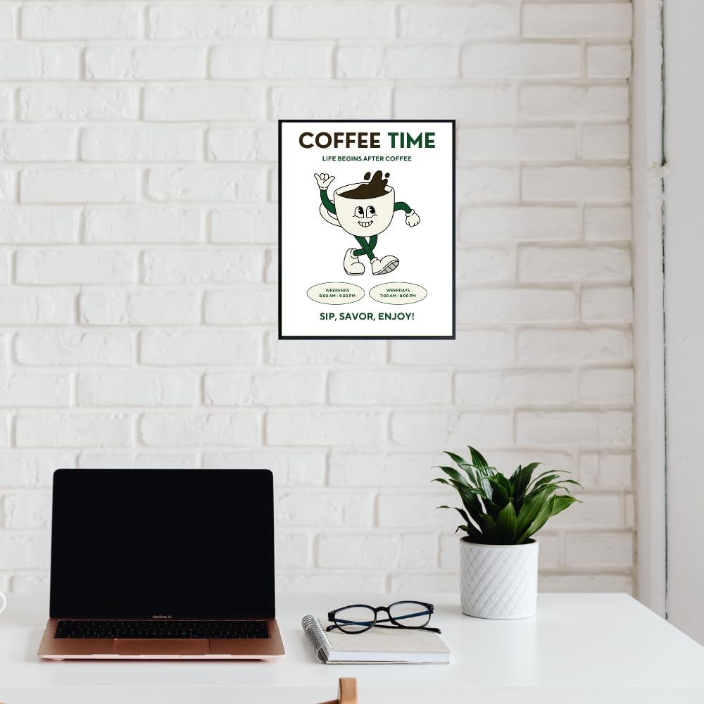 Vintage Style Wall Art - Kitchen Wall Décor and Counter Decoration - Caffein Station Sign for Home Café