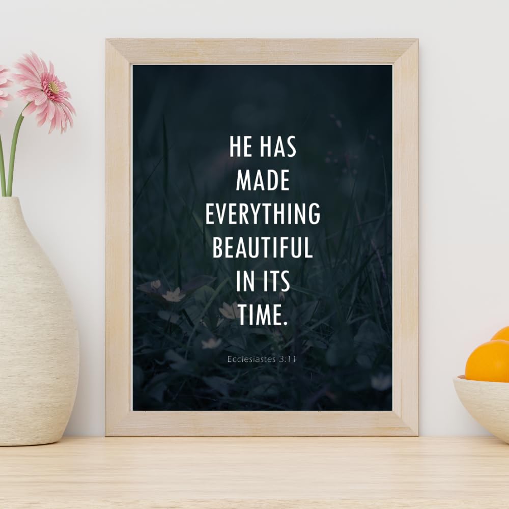 Ecclesiastes 3:11 Bible Verse Wall Art Christian Scripture Poster Print Inspirational Faith Quote Modern Home Decor Gift for Christians