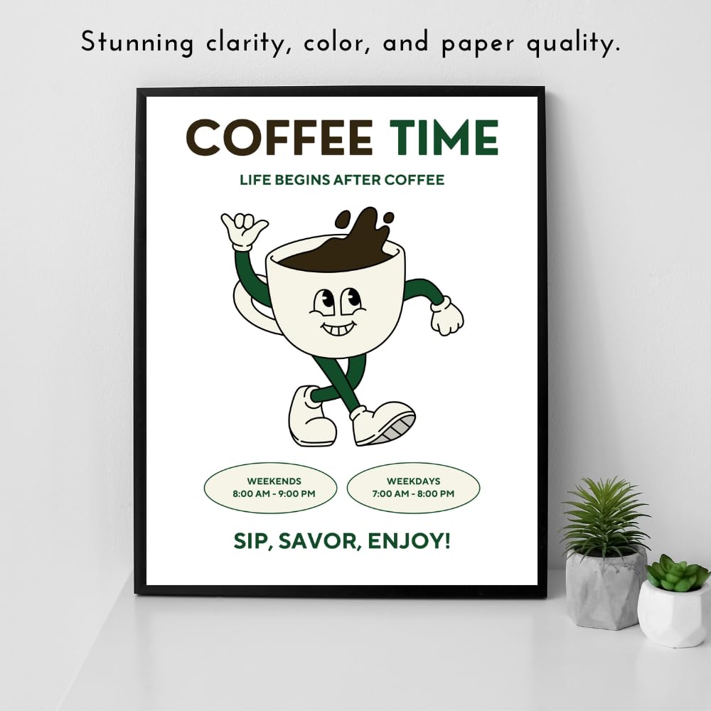 Vintage Style Wall Art - Kitchen Wall Décor and Counter Decoration - Caffein Station Sign for Home Café