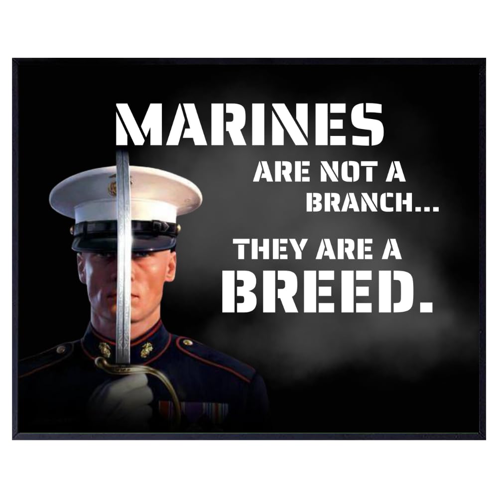 Blessed Marines Are Not a Branch They Are a Breed Poster Marine Corps Wall Art Patriotic American Home Decor Inspirational Room Decoration