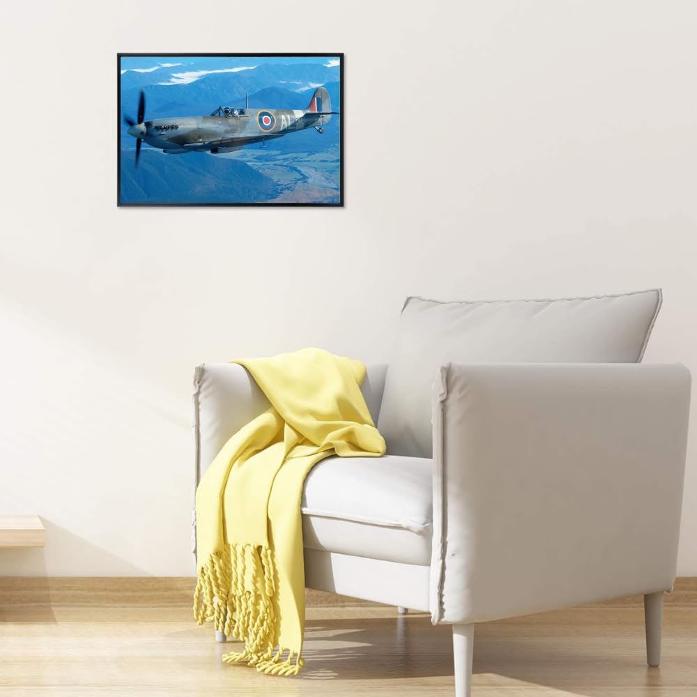 Supermarine Spitfire Poster Military Aviation Wall Art WWII Airplane Print Pilot Gift