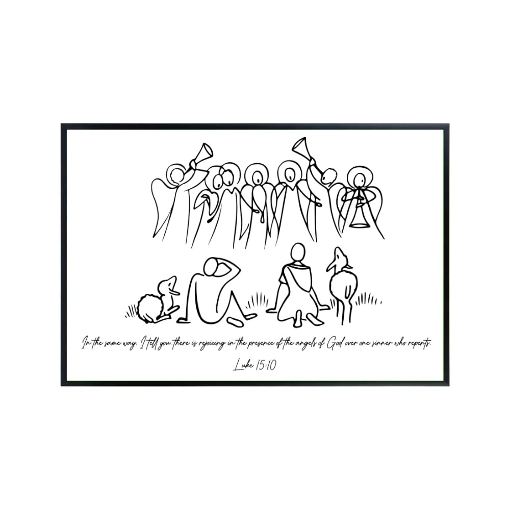 Bible Verse Poster Luke 15:10 – Christian Wall Art Scripture Print – Religious Home Decor and Spiritual Gift for Christians
