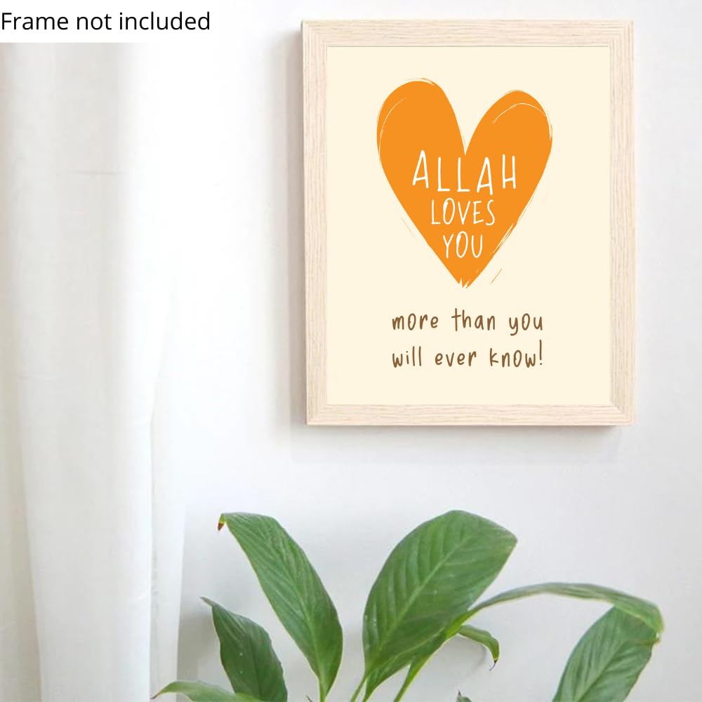 Allah Loves You Islamic Poster Muslim Wall Art Inspirational Arabic Calligraphy Religious Gift Home Decor