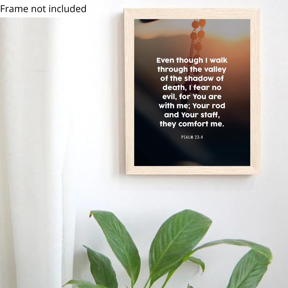 Psalm 23:4 Bible Verse Wall Art Scripture Poster Print Christian Home Decor Inspirational Faith Gifts