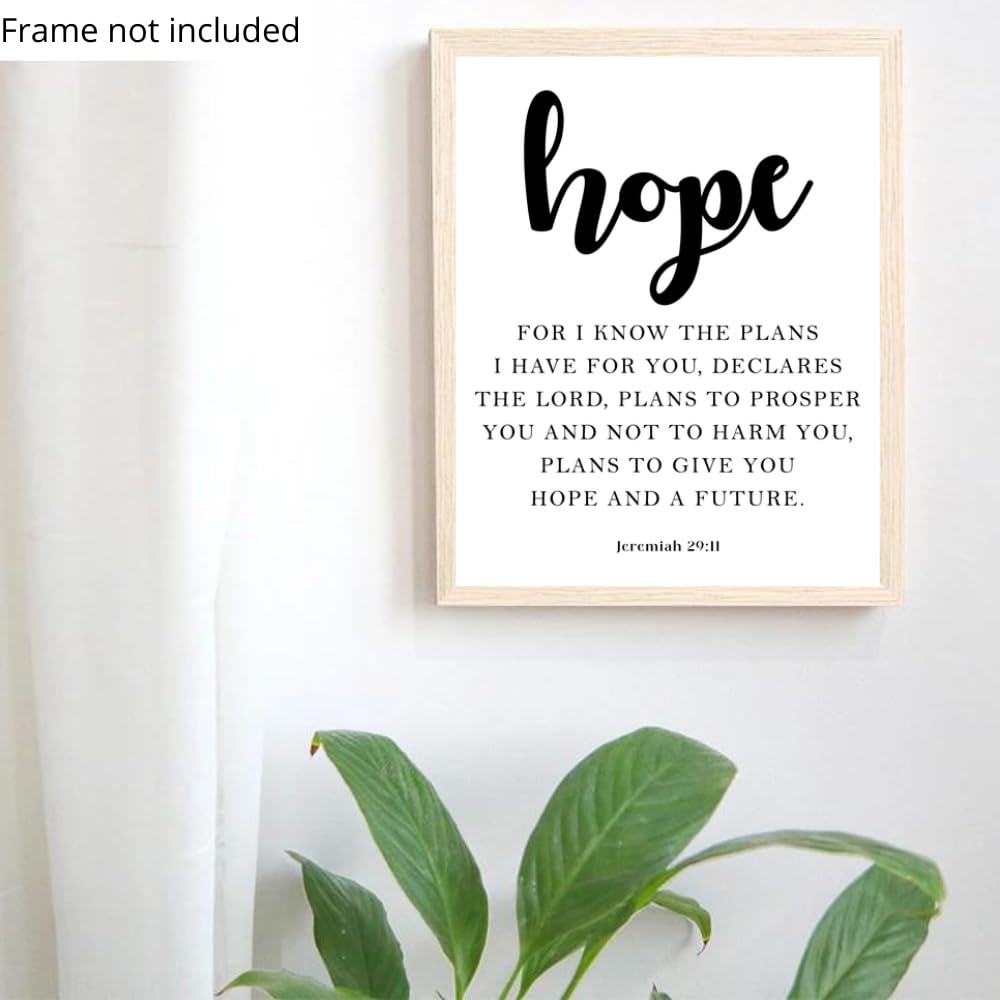 Jeremiah 29:11 Bible Verse Wall Art Christian Scripture Poster Print Inspirational Quote Home Decor Gift for Christians