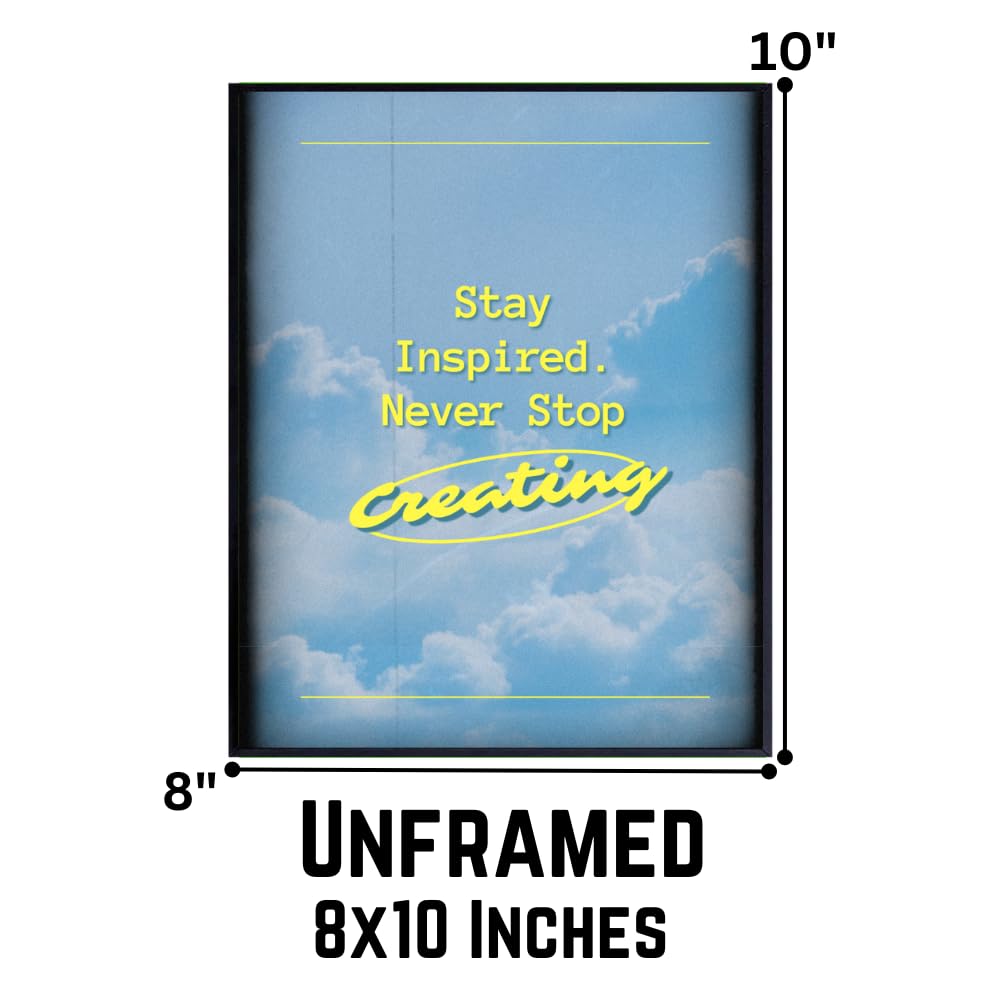 Blessed Posters Never Stop Creating Wall Art – Positive Affirmation Print for Girls Room Bedroom Living Room Office – Motivational Wall Decor Gift for Women
