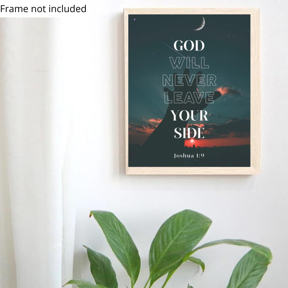 Joshua 1:9 Bible Verse Wall Art Scripture Poster Print Christian Home Decor Inspirational Religious Gifts