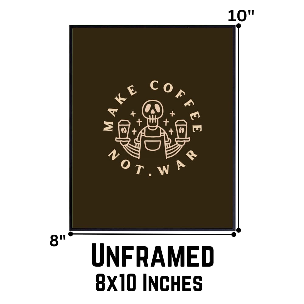 Wall Sign - "Make Coffee Not War" Brown Bar Décor - Kitchen Wall Art and Counter Decoration for Home Café Station