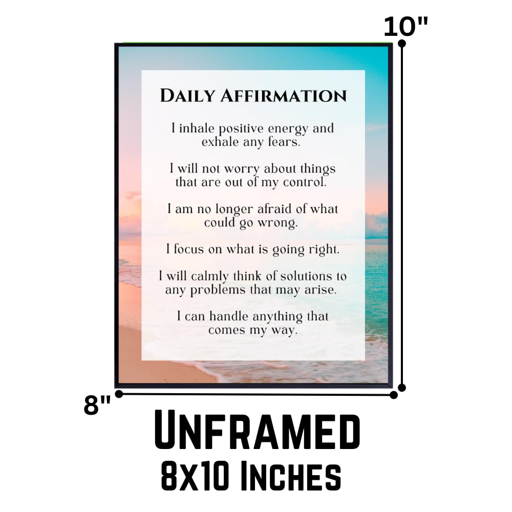 Blessed Wall Art Print - Daily Affirmation Poster - Inspirational Quote Decor for Bedroom Living Room Office - Positive Gifts for Women Girls