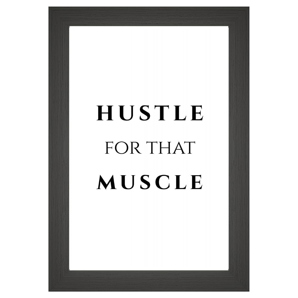 Gym Motivational Wall Art – Hustle for That Muscle Poster – Fitness Quote Print for Home Gym or Workout Room – Gift for Gym Lovers