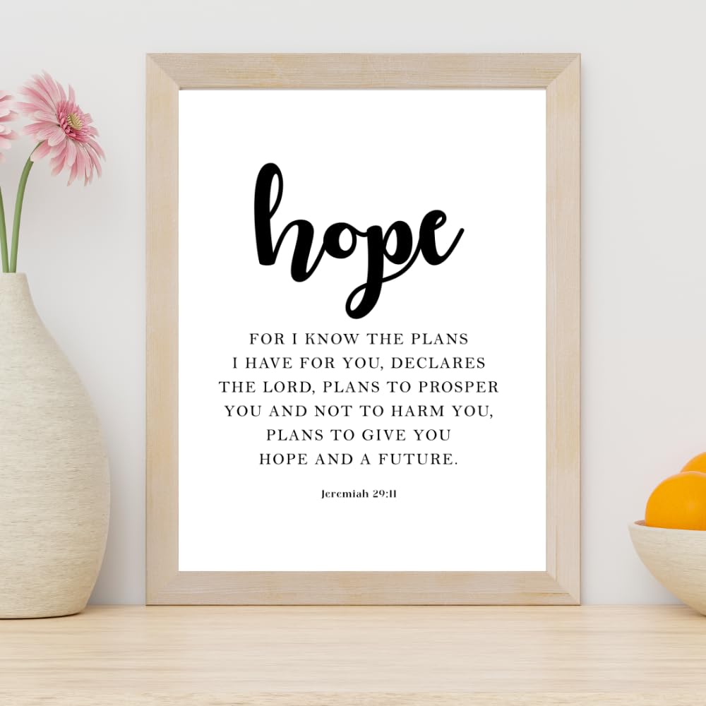 Jeremiah 29:11 Bible Verse Wall Art Christian Scripture Poster Print Inspirational Quote Home Decor Gift for Christians
