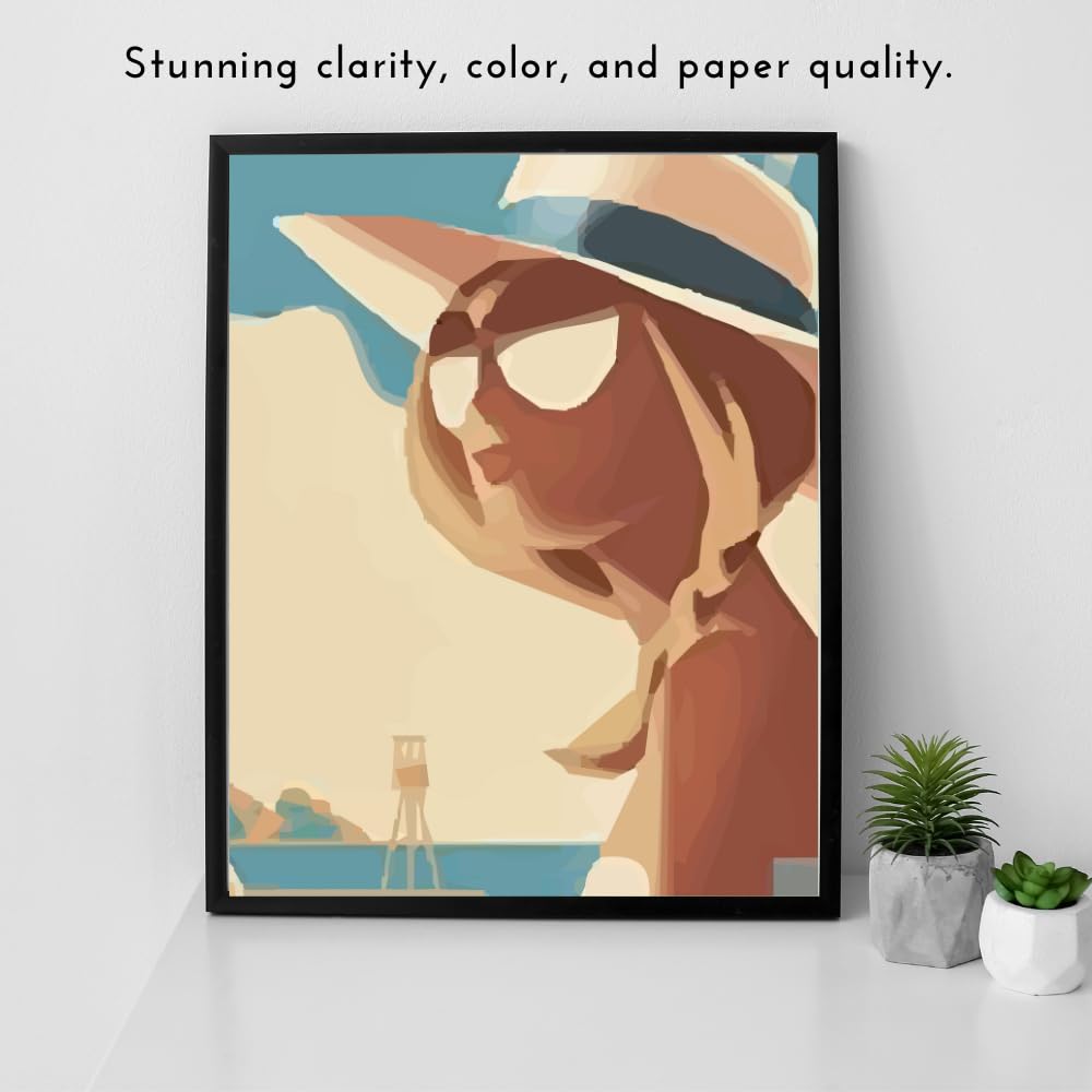 Coastal Wall Art Beach Poster Ocean Print Colorful Artwork Fashion Pop Art Decor for Girls Room Bedroom Living Room Aesthetic