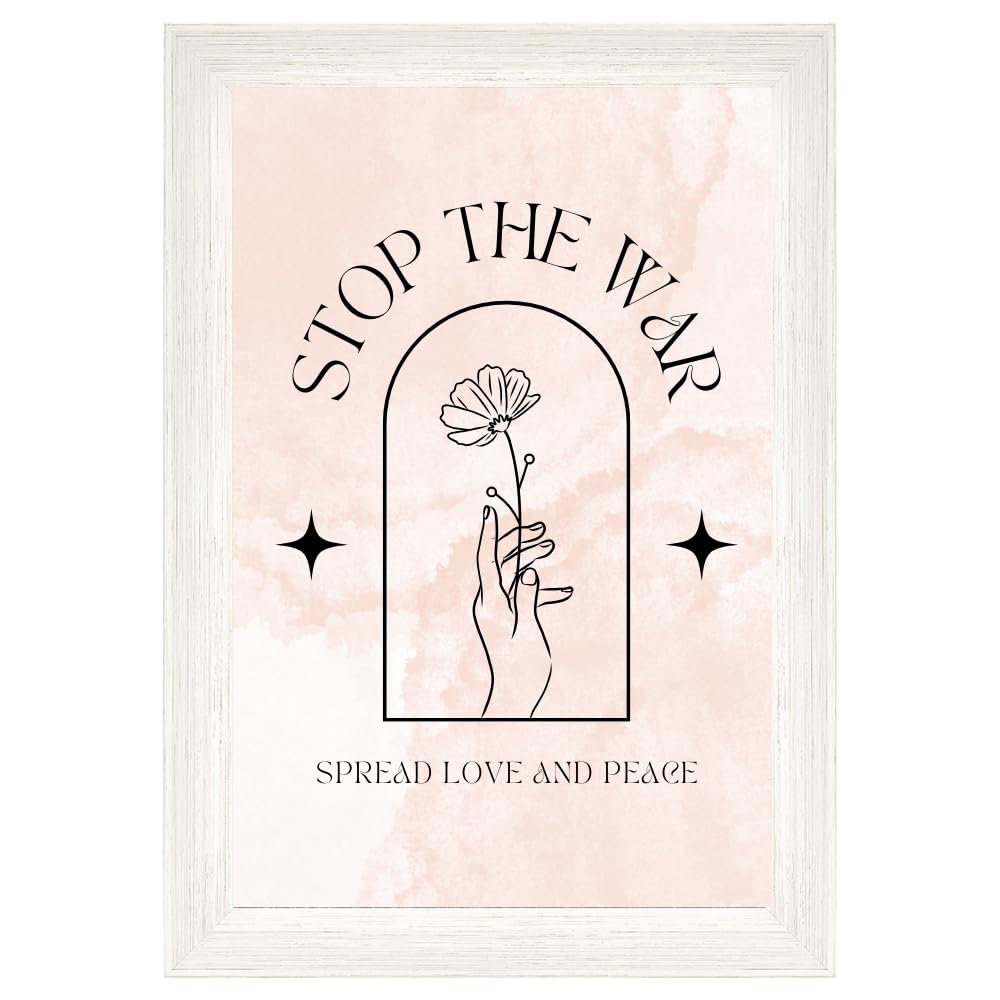 Stop the War Poster Peace and Love Wall Art Anti War Print Inspirational Artwork Girl Room Decor College Student Gift Bedroom Dorm Decoration