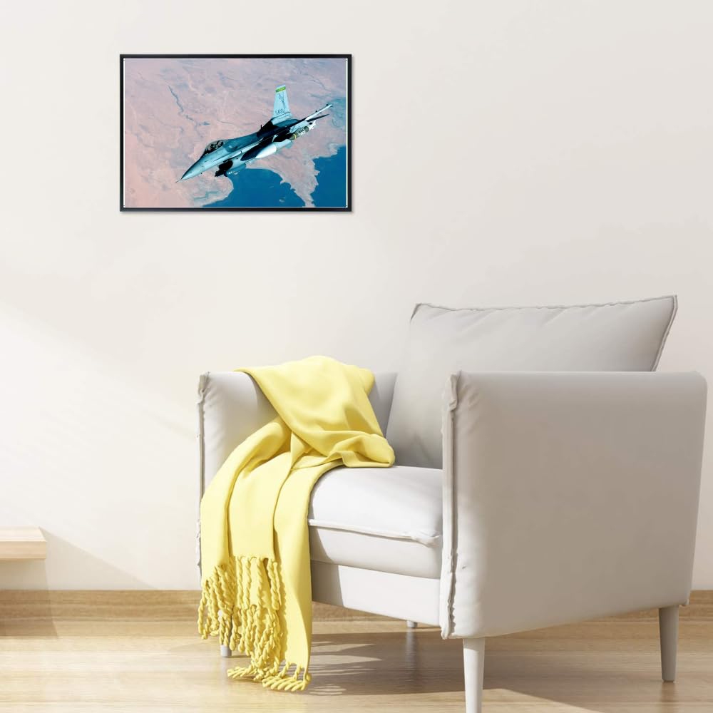 F-16 Fighting Falcon Poster Military Jet Wall Art Air Force Aircraft Print Pilot Gift Aviation Decor