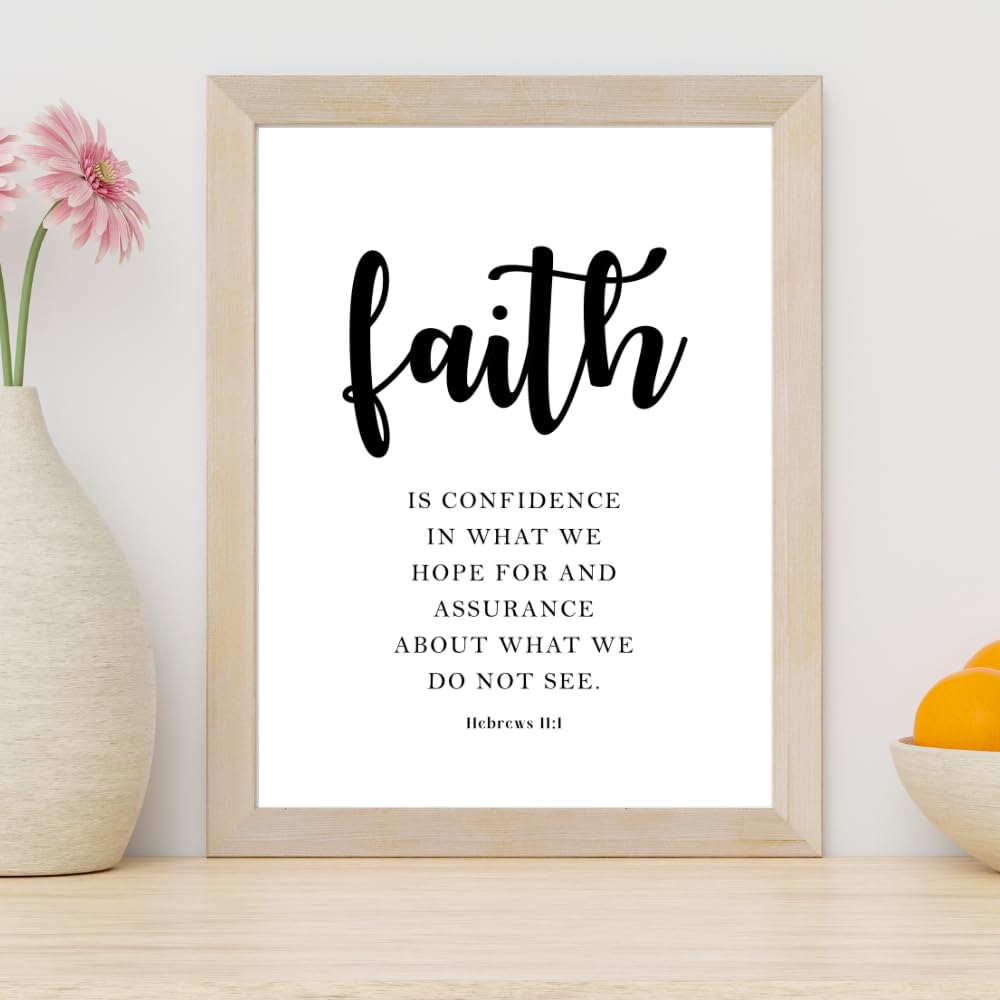 Hebrews 11:1 Bible Verse Wall Art Scripture Poster Print Christian Home Decor Inspirational Faith Gifts