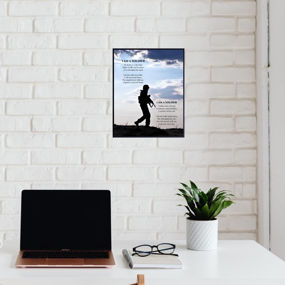 Blessed Posters I Am A Soldier Patriotic American Military Wall Art Inspirational Home Room Decor Gift for Veterans