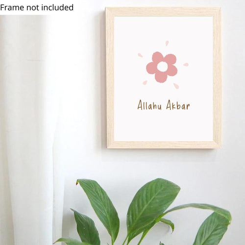 Blessed Posters Allahu Akbar Flower Wall Art Islamic Quote Poster Muslim Home Decor Kids Room Nursery Gift