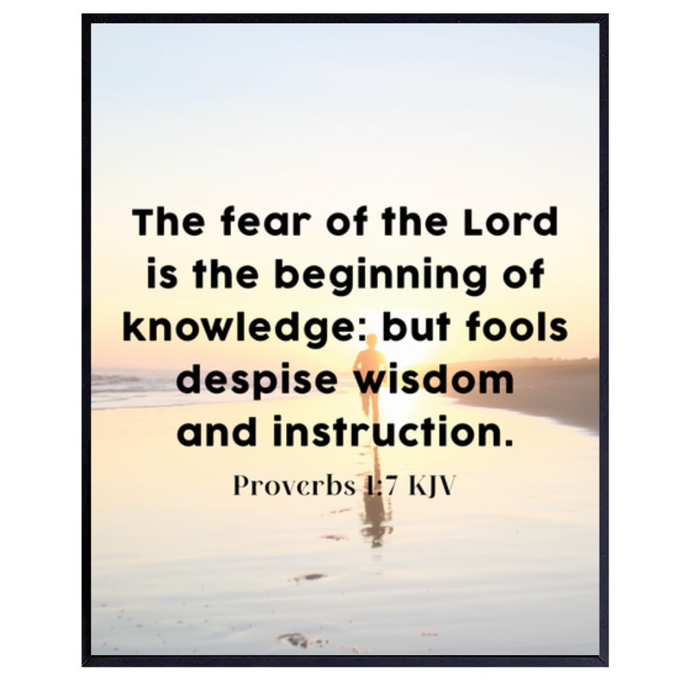 Proverbs 1:7 Bible Verse Wall Art Christian Scripture Poster Inspirational Prayer Decor Religious Home Gift