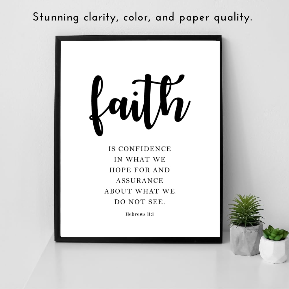 Hebrews 11:1 Bible Verse Wall Art Scripture Poster Print Christian Home Decor Inspirational Faith Gifts