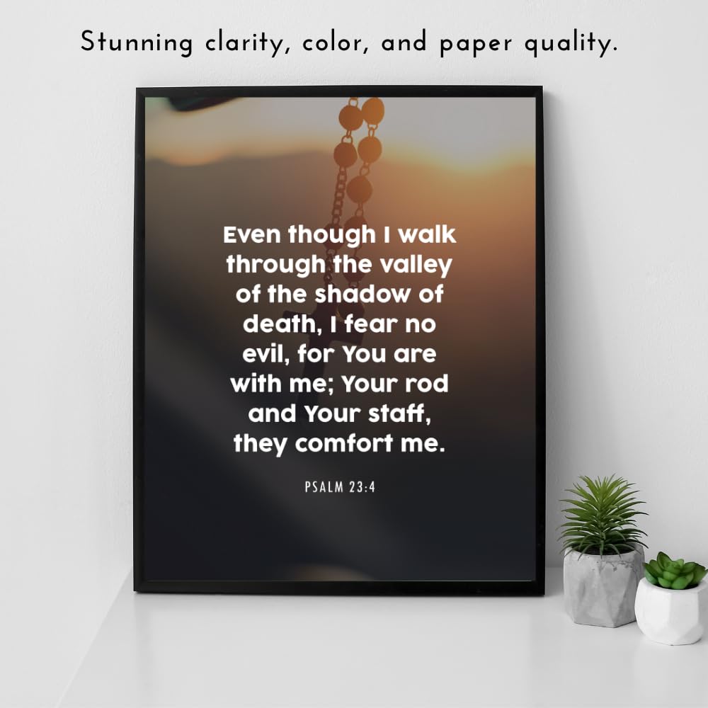 Psalm 23:4 Bible Verse Wall Art Scripture Poster Print Christian Home Decor Inspirational Faith Gifts