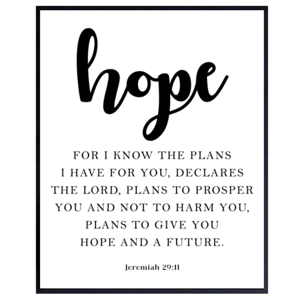Jeremiah 29:11 Bible Verse Wall Art Christian Scripture Poster Print Inspirational Quote Home Decor Gift for Christians