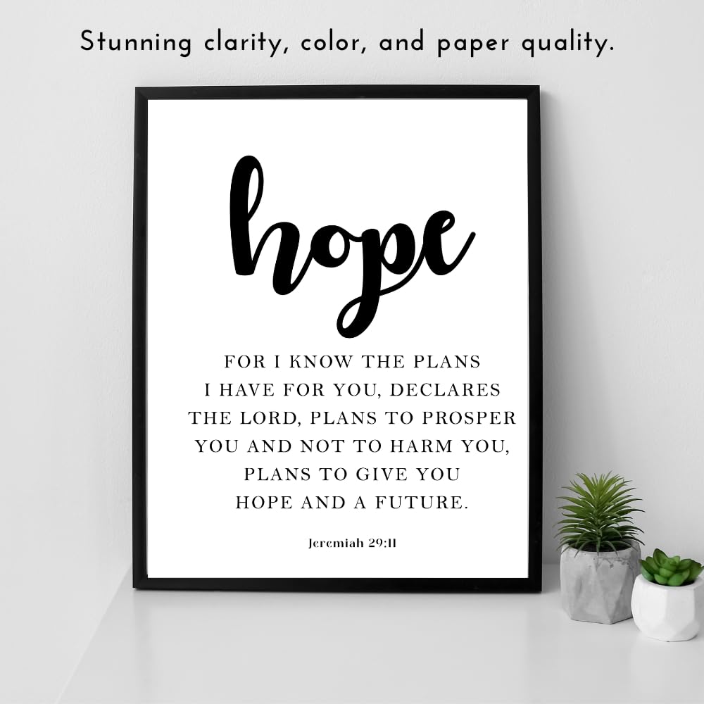 Jeremiah 29:11 Bible Verse Wall Art Christian Scripture Poster Print Inspirational Quote Home Decor Gift for Christians