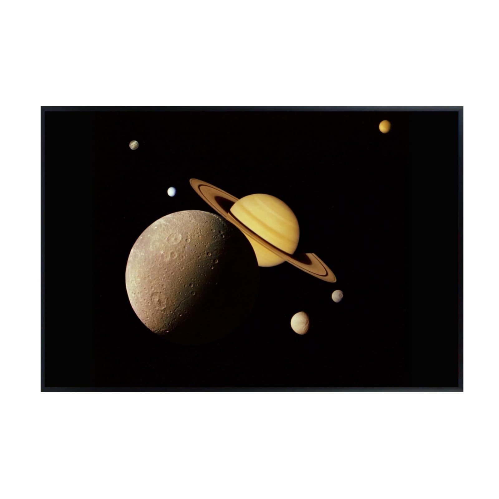 Blessed Posters Saturn System Montage Poster – Night Sky Wall Art Print for Home, Bedroom, Living Room, Office – Space and Astronomy Photography Artwork