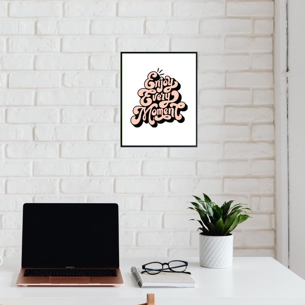 Blessed Posters Enjoy Every Moment Wall Art – Positive Affirmation Print for Girls Room Bedroom Living Room Office – Motivational Wall Decor Gift for Women