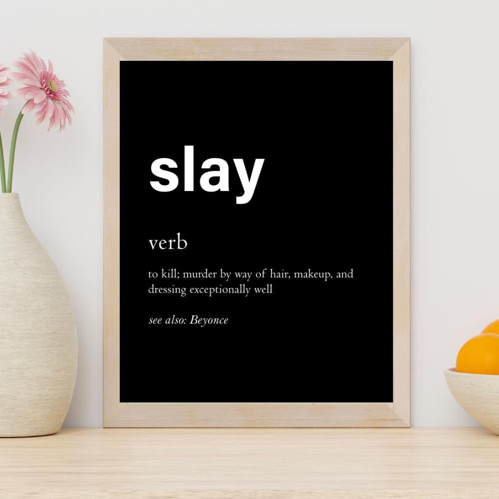 Slay Definition Poster Wall Art Inspirational Affirmations Print Motivational Quote Decor Gift for Girls Room Bedroom Office