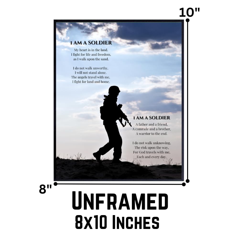 Blessed Posters I Am A Soldier Patriotic American Military Wall Art Inspirational Home Room Decor Gift for Veterans