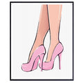 Women Pink High Heels Wall Art Poster Fashion Painting Glam Impressionist Decor Girls Room