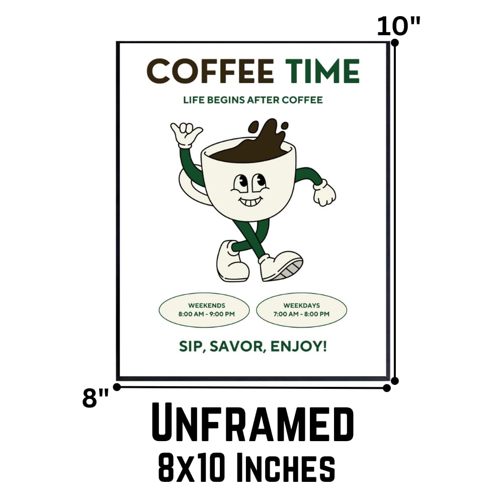 Vintage Style Wall Art - Kitchen Wall Décor and Counter Decoration - Caffein Station Sign for Home Café