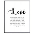 John 3:16 Bible Verse Wall Art Christian Scripture Poster Print Inspirational Love Quote Home Decor Gift for Christians