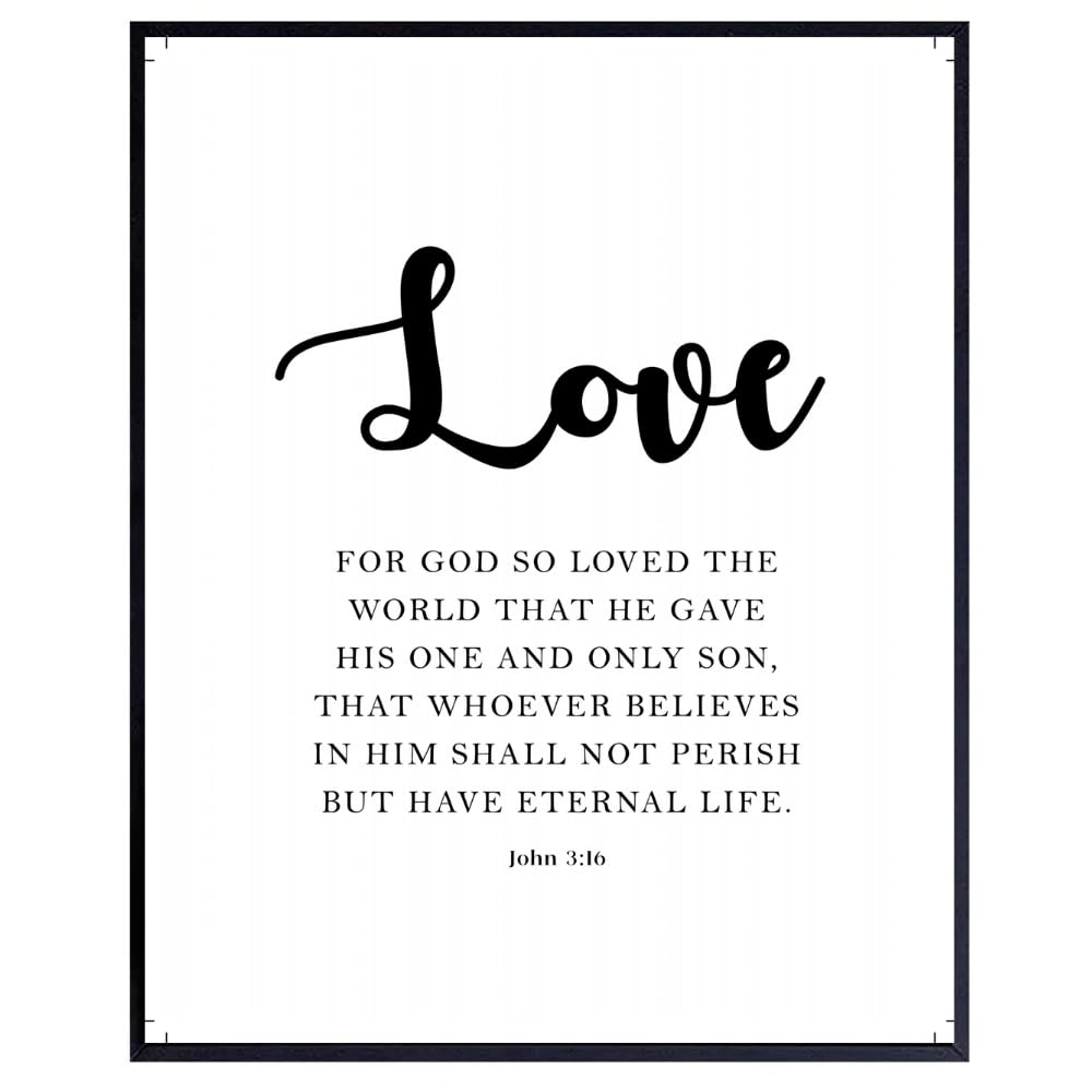 John 3:16 Bible Verse Wall Art Christian Scripture Poster Print Inspirational Love Quote Home Decor Gift for Christians